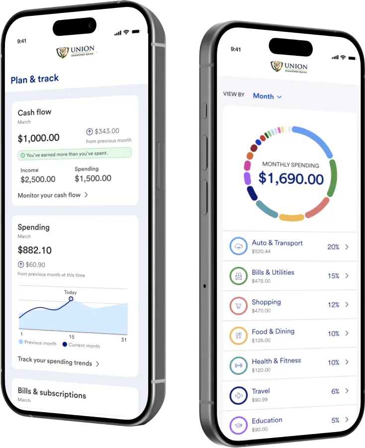 Mobile app screens