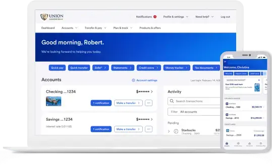 Mobile and online banking dashboards